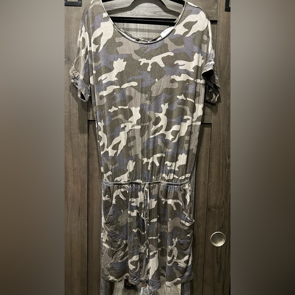 Zenana Camouflage Short Sleeve Jumpsuit